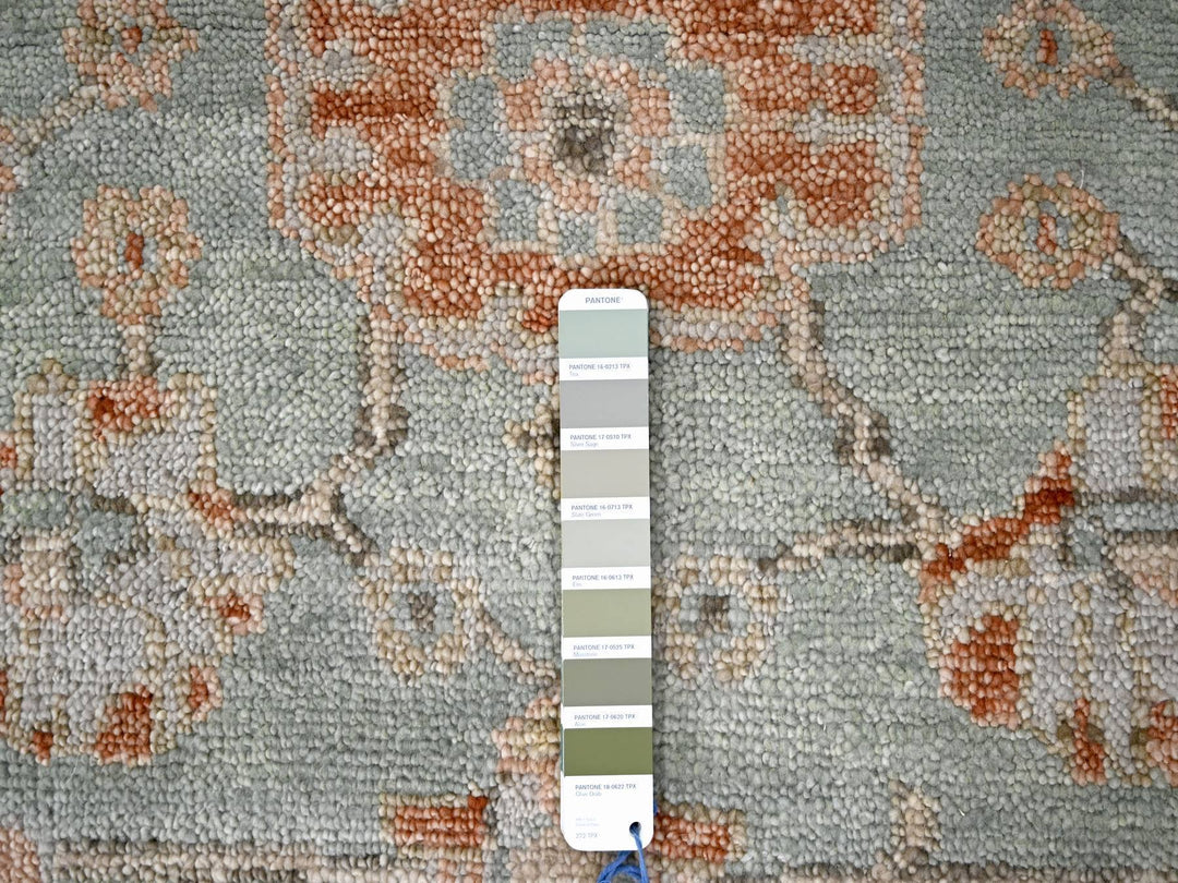 11'10" x 14'8" New Hand Knotted Green Wool Rectangle Oriental Rug - MOA10284359