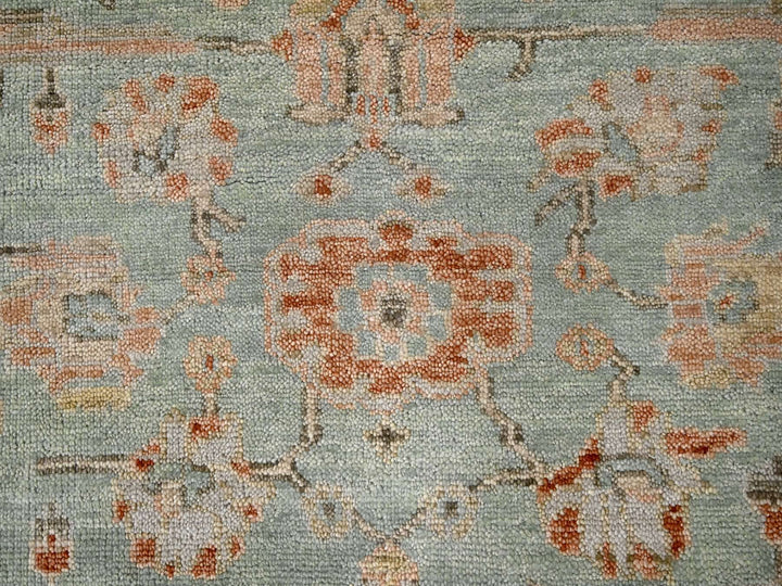 11'10" x 14'8" New Hand Knotted Green Wool Rectangle Oriental Rug - MOA10284359