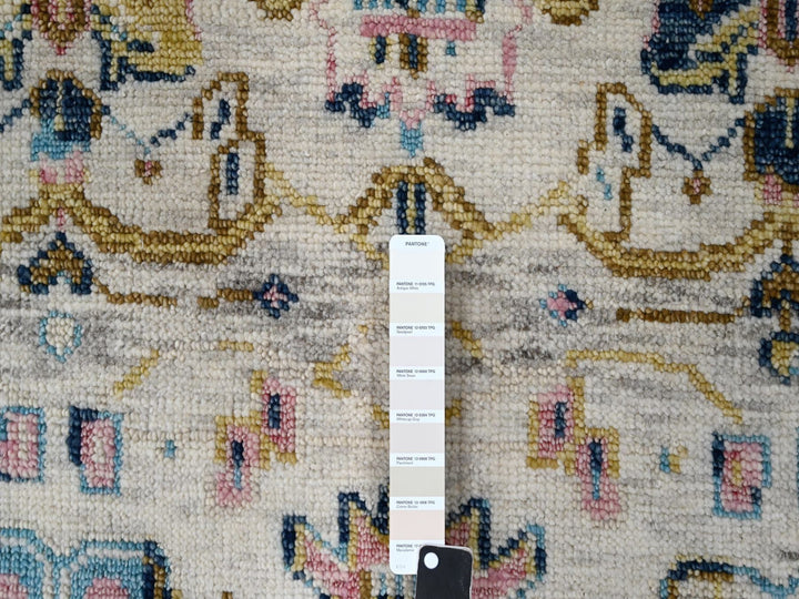 12'1" x 14'10" New Hand Knotted Ivory Wool Rectangle Oriental Rug - MOA10284362