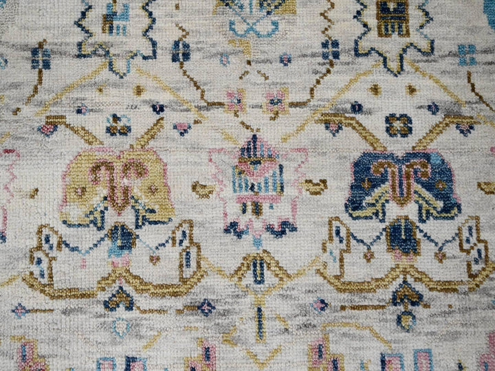 12'1" x 14'10" New Hand Knotted Ivory Wool Rectangle Oriental Rug - MOA10284362