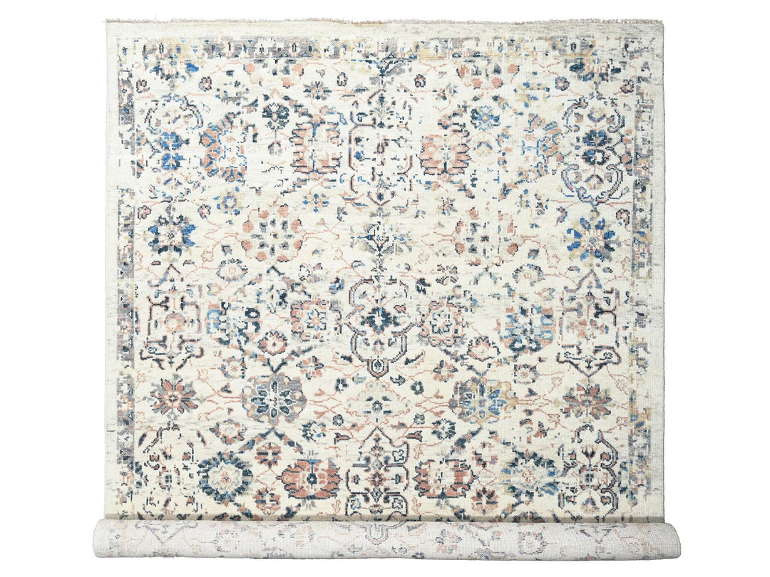 9'9" x 14'0" New Hand Knotted Ivory Wool Rectangle Oriental Rug - MOA10284363