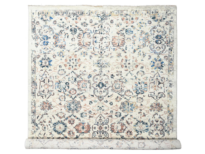 9'9" x 14'0" New Hand Knotted Ivory Wool Rectangle Oriental Rug - MOA10284363