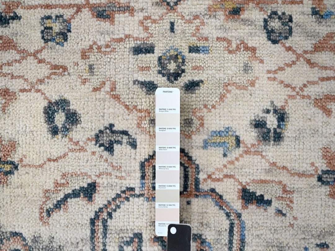 9'9" x 14'0" New Hand Knotted Ivory Wool Rectangle Oriental Rug - MOA10284363