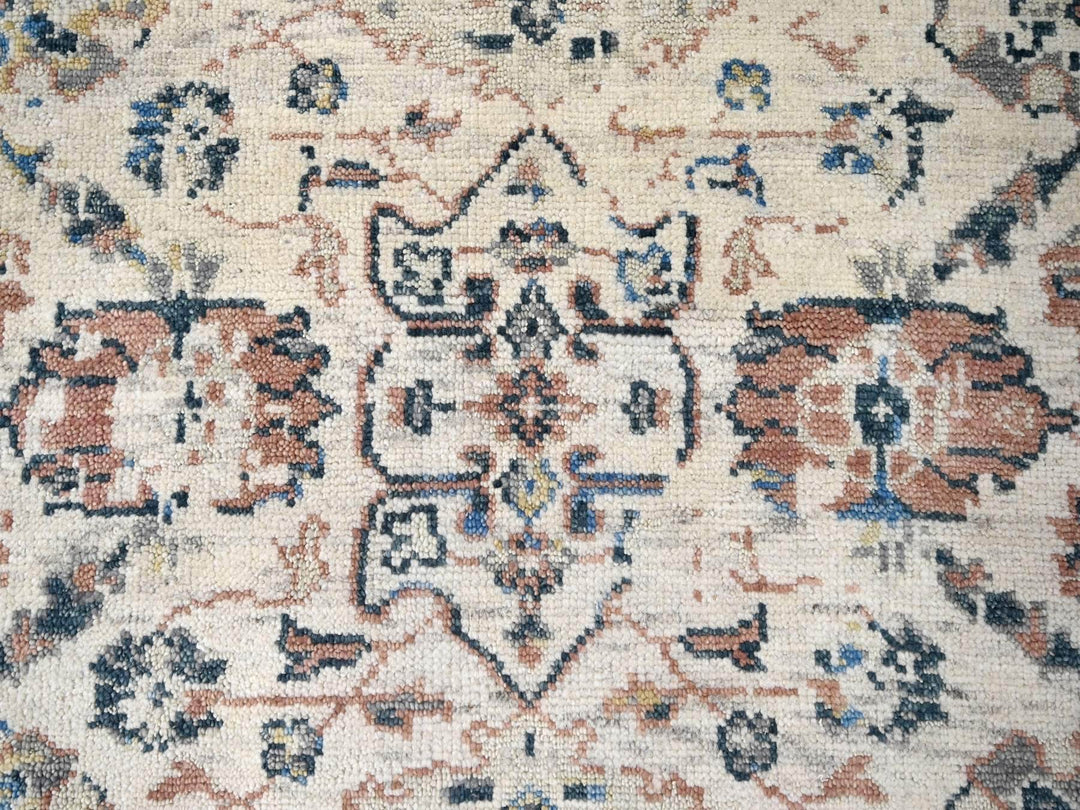 9'9" x 14'0" New Hand Knotted Ivory Wool Rectangle Oriental Rug - MOA10284363