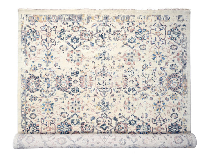 11'10" x 17'8" New Hand Knotted Ivory Wool Rectangle Oriental Rug - MOA10284364