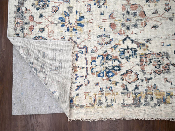 11'10" x 17'8" New Hand Knotted Ivory Wool Rectangle Oriental Rug - MOA10284364