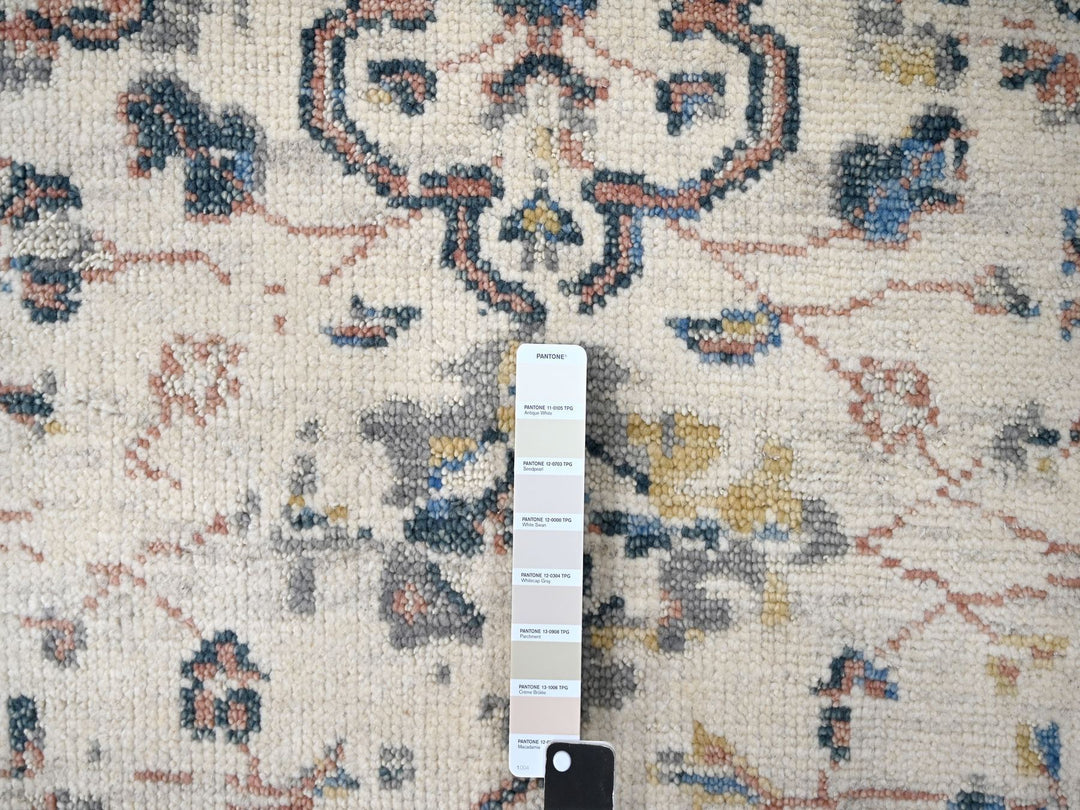 11'10" x 17'8" New Hand Knotted Ivory Wool Rectangle Oriental Rug - MOA10284364