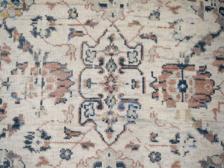 11'10" x 17'8" New Hand Knotted Ivory Wool Rectangle Oriental Rug - MOA10284364