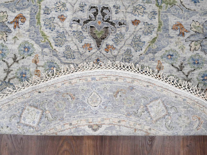 5'0" x 5'0" New Hand Knotted Grey Wool Round Oriental Rug - MOA10284365