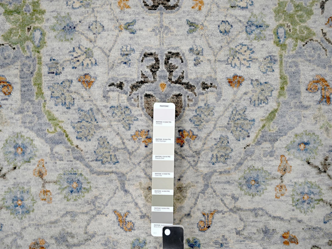 5'0" x 5'0" New Hand Knotted Grey Wool Round Oriental Rug - MOA10284365