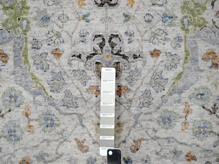 5'0" x 5'0" New Hand Knotted Grey Wool Round Oriental Rug - MOA10284365