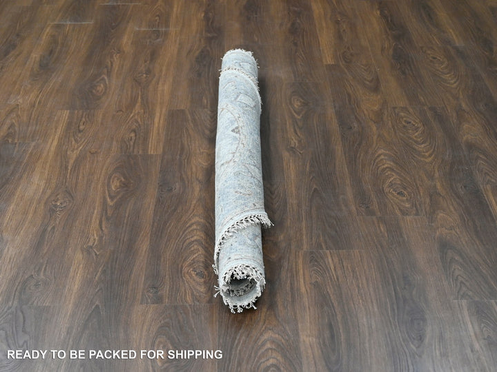 5'0" x 5'0" New Hand Knotted Grey Wool Round Oriental Rug - MOA10284365