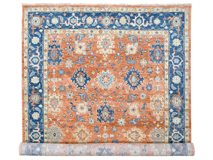 9'10" x 14'0" New Hand Knotted Orange Wool Rectangle Oriental Rug - MOA10284371