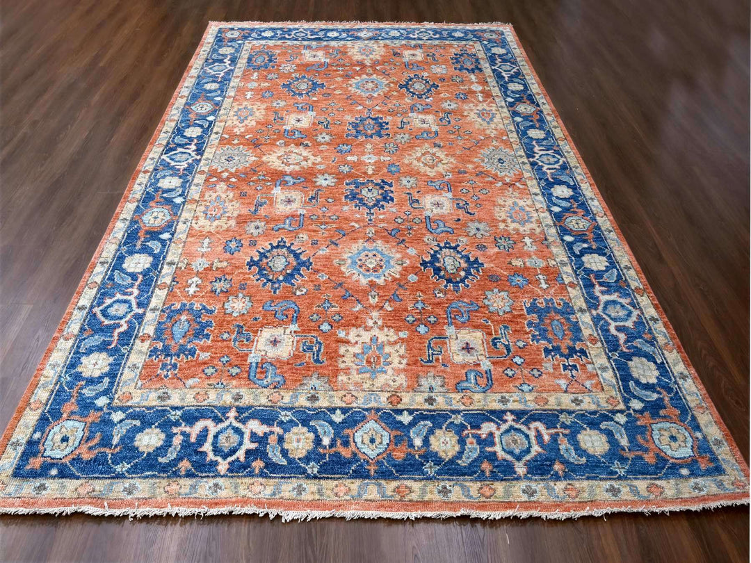9'10" x 14'0" New Hand Knotted Orange Wool Rectangle Oriental Rug - MOA10284371