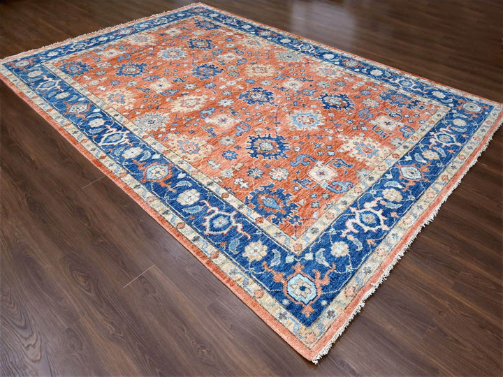 9'10" x 14'0" New Hand Knotted Orange Wool Rectangle Oriental Rug - MOA10284371