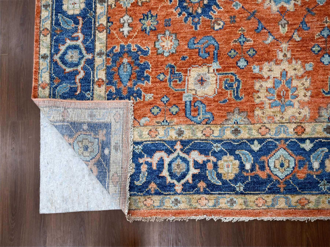 9'10" x 14'0" New Hand Knotted Orange Wool Rectangle Oriental Rug - MOA10284371
