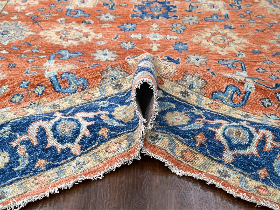 9'10" x 14'0" New Hand Knotted Orange Wool Rectangle Oriental Rug - MOA10284371