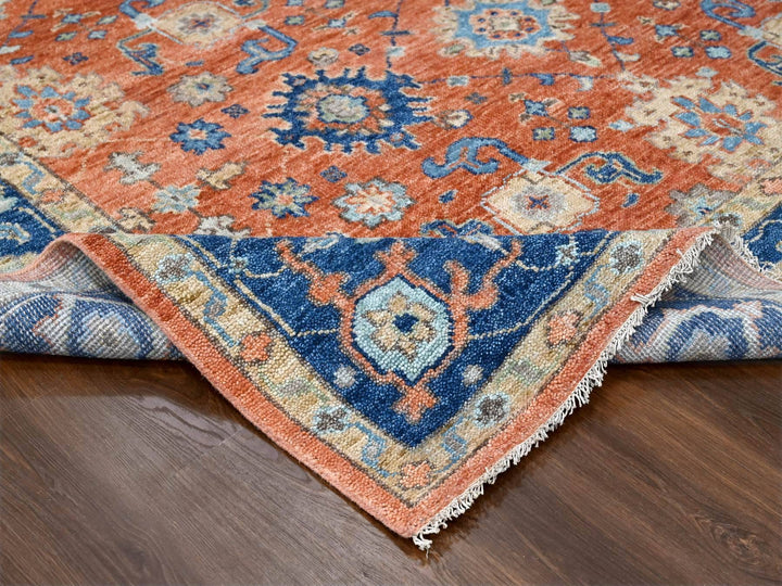 9'10" x 14'0" New Hand Knotted Orange Wool Rectangle Oriental Rug - MOA10284371