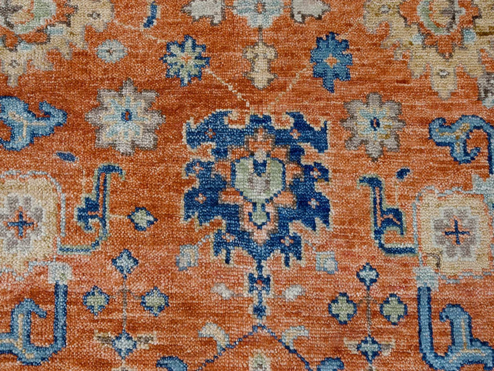 9'10" x 14'0" New Hand Knotted Orange Wool Rectangle Oriental Rug - MOA10284371