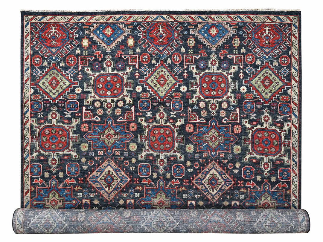12'0" x 18'0" New Hand Knotted Black Wool Rectangle Oriental Rug - MOA10284377