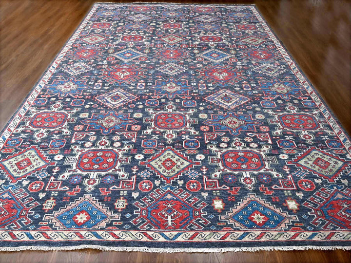 12'0" x 18'0" New Hand Knotted Black Wool Rectangle Oriental Rug - MOA10284377