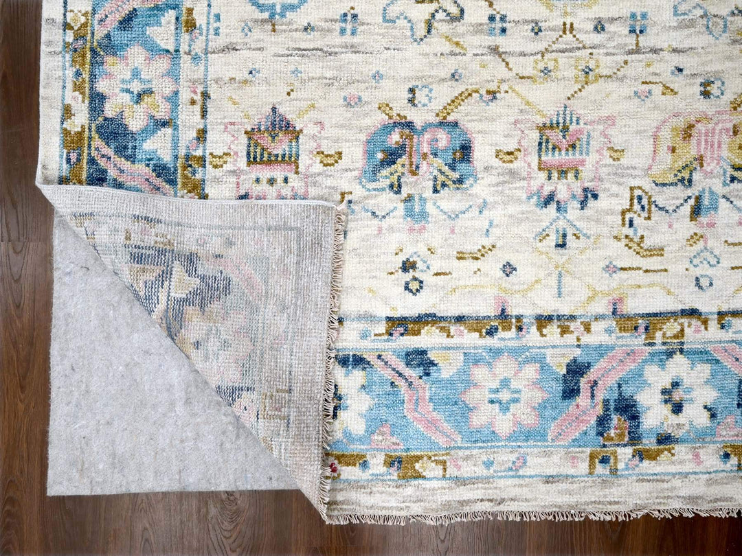 12'0" x 17'9" New Hand Knotted Ivory Wool Rectangle Oriental Rug - MOA10284380