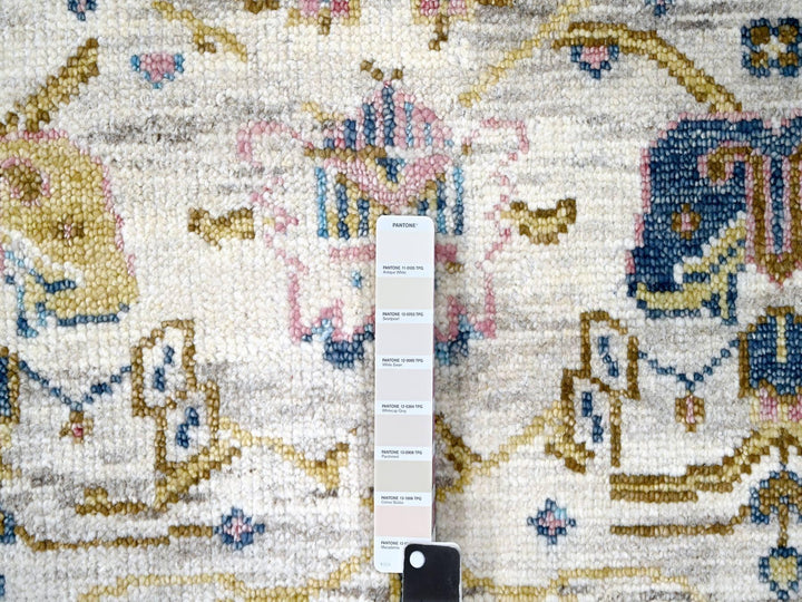 12'0" x 17'9" New Hand Knotted Ivory Wool Rectangle Oriental Rug - MOA10284380