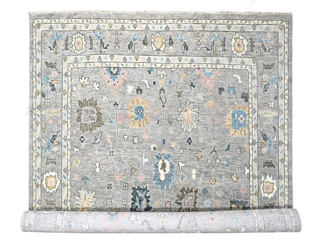 12'0" x 17'10" New Hand Knotted Grey Wool Rectangle Oriental Rug - MOA10284383