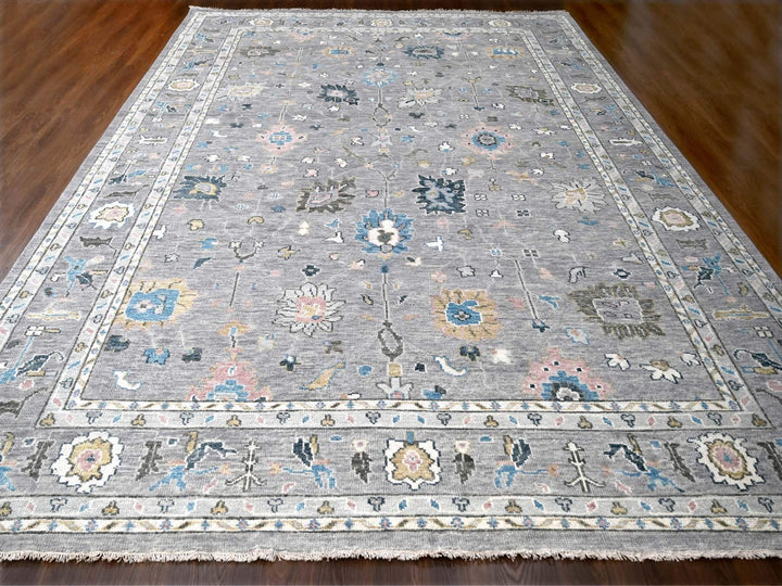12'0" x 17'10" New Hand Knotted Grey Wool Rectangle Oriental Rug - MOA10284383