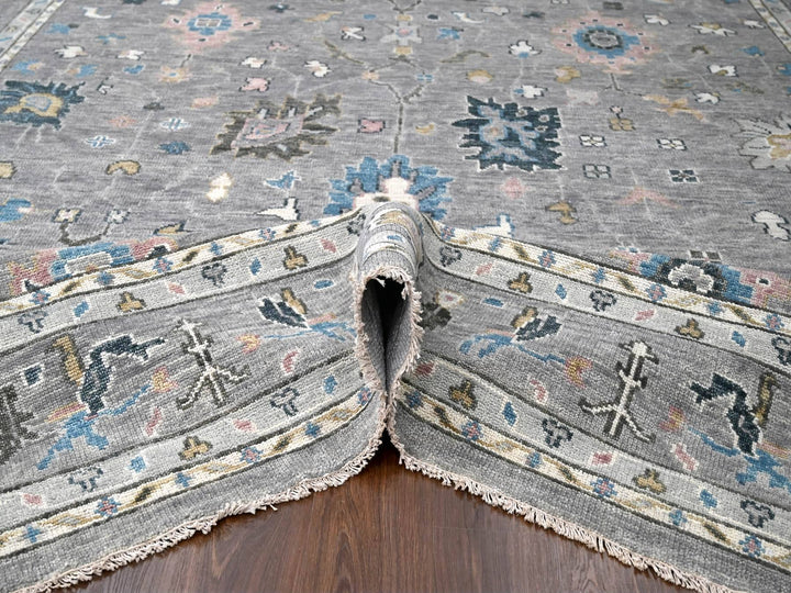 12'0" x 17'10" New Hand Knotted Grey Wool Rectangle Oriental Rug - MOA10284383