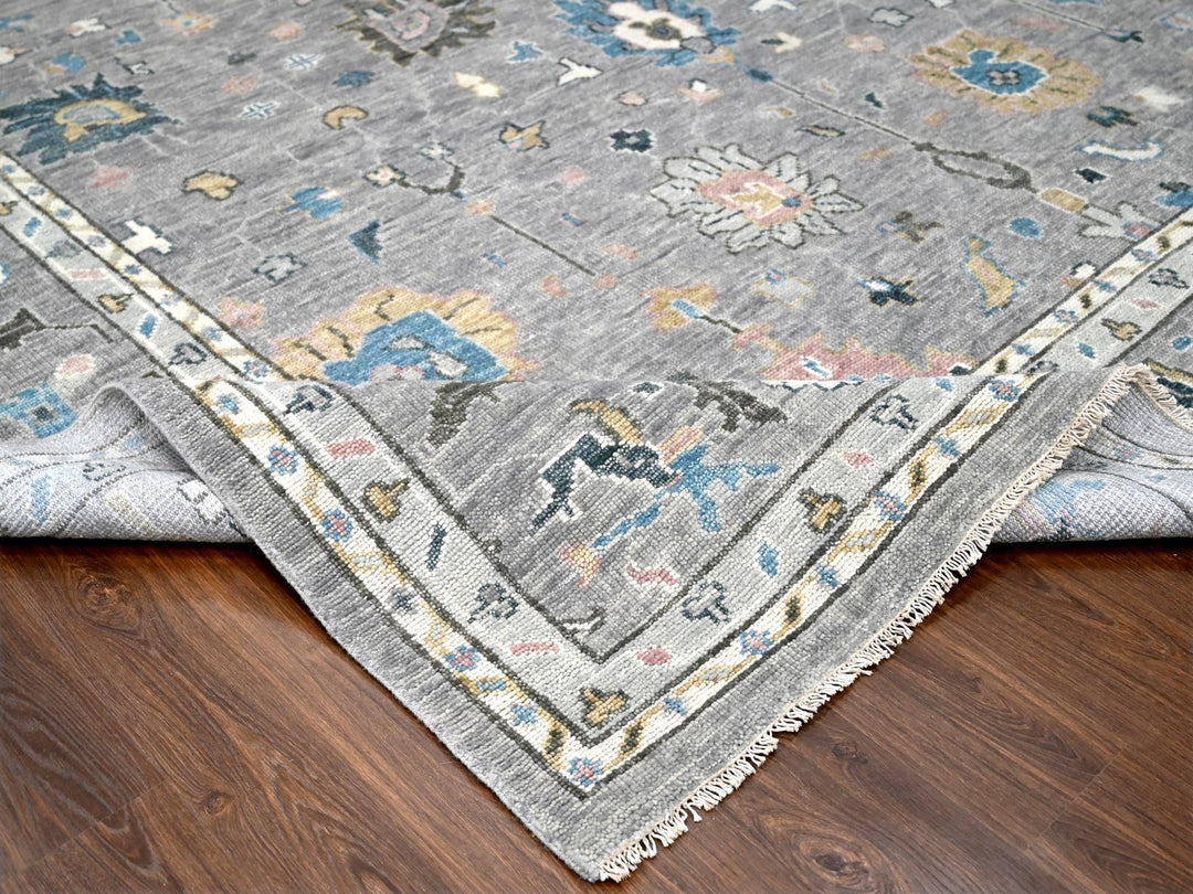 12'0" x 17'10" New Hand Knotted Grey Wool Rectangle Oriental Rug - MOA10284383