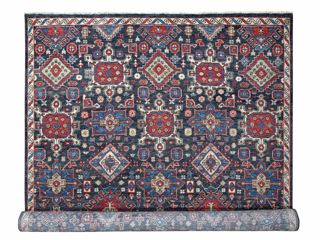 12'0" x 14'10" New Hand Knotted Black Wool Rectangle Oriental Rug - MOA10284387