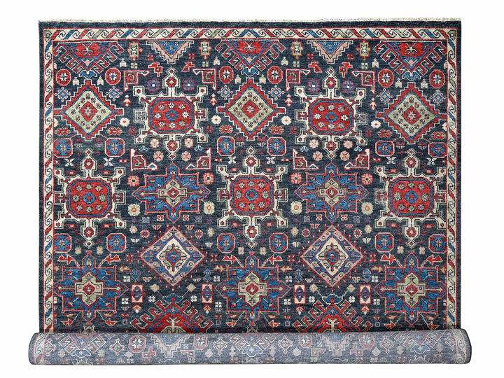 12'0" x 14'10" New Hand Knotted Black Wool Rectangle Oriental Rug - MOA10284387
