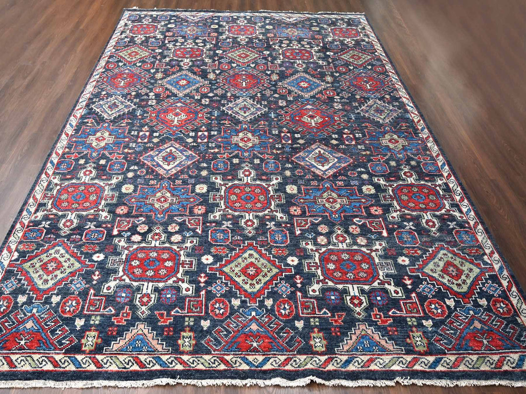 12'0" x 14'10" New Hand Knotted Black Wool Rectangle Oriental Rug - MOA10284387