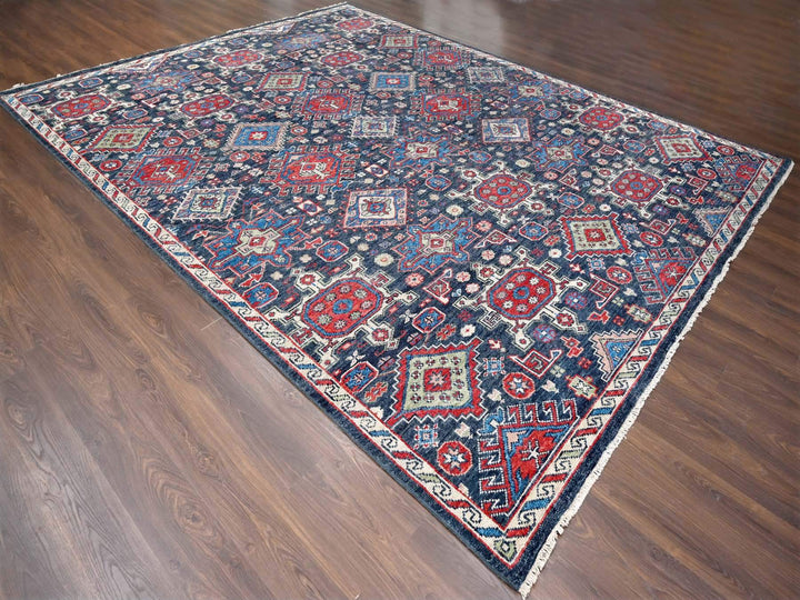 12'0" x 14'10" New Hand Knotted Black Wool Rectangle Oriental Rug - MOA10284387