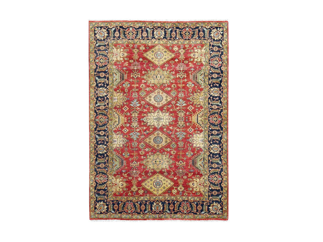 6'0" x 8'9" New Hand Knotted Red Wool Rectangle Oriental Rug - MOA10284392