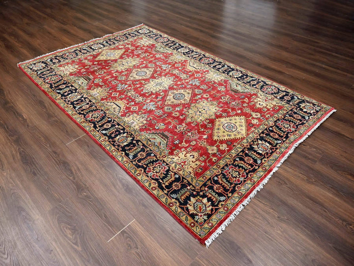 6'0" x 8'9" New Hand Knotted Red Wool Rectangle Oriental Rug - MOA10284392