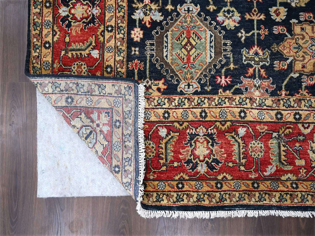 8'0" x 8'0" New Hand Knotted Black Wool Square Oriental Rug - MOA10284393