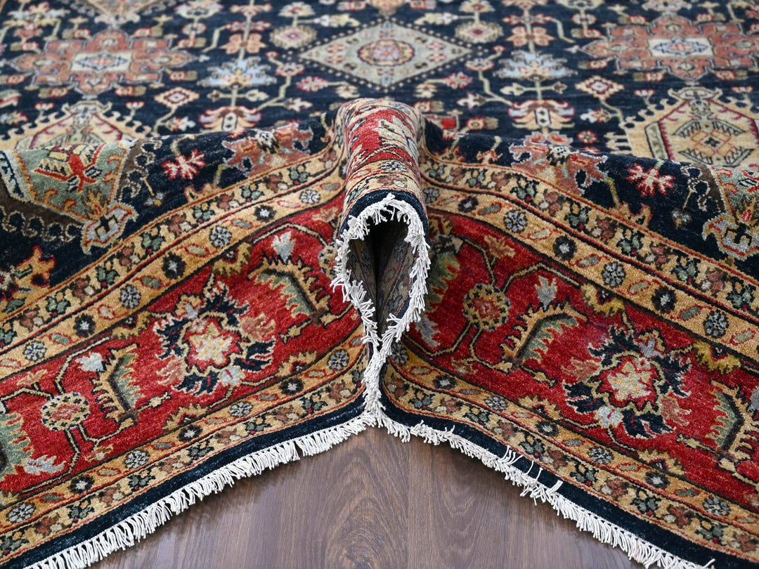8'0" x 8'0" New Hand Knotted Black Wool Square Oriental Rug - MOA10284393