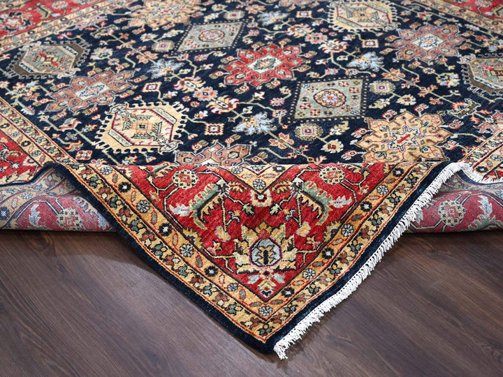 8'0" x 8'0" New Hand Knotted Black Wool Square Oriental Rug - MOA10284393
