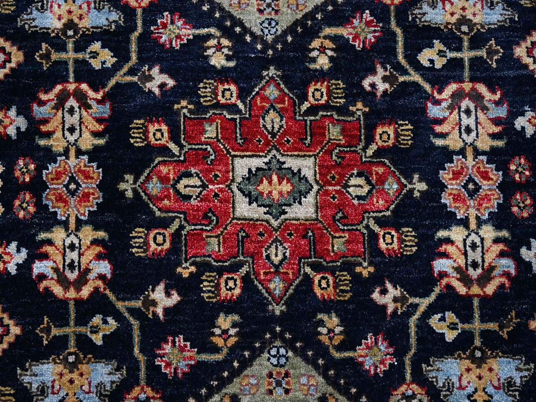 8'0" x 8'0" New Hand Knotted Black Wool Square Oriental Rug - MOA10284393