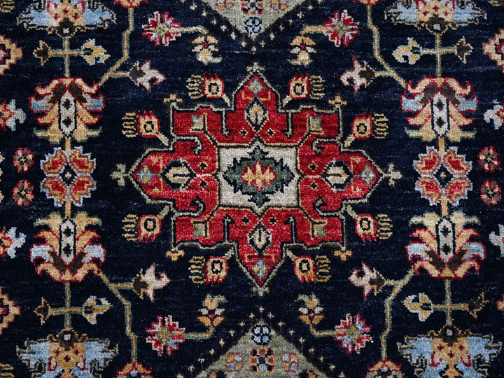 8'0" x 8'0" New Hand Knotted Black Wool Square Oriental Rug - MOA10284393