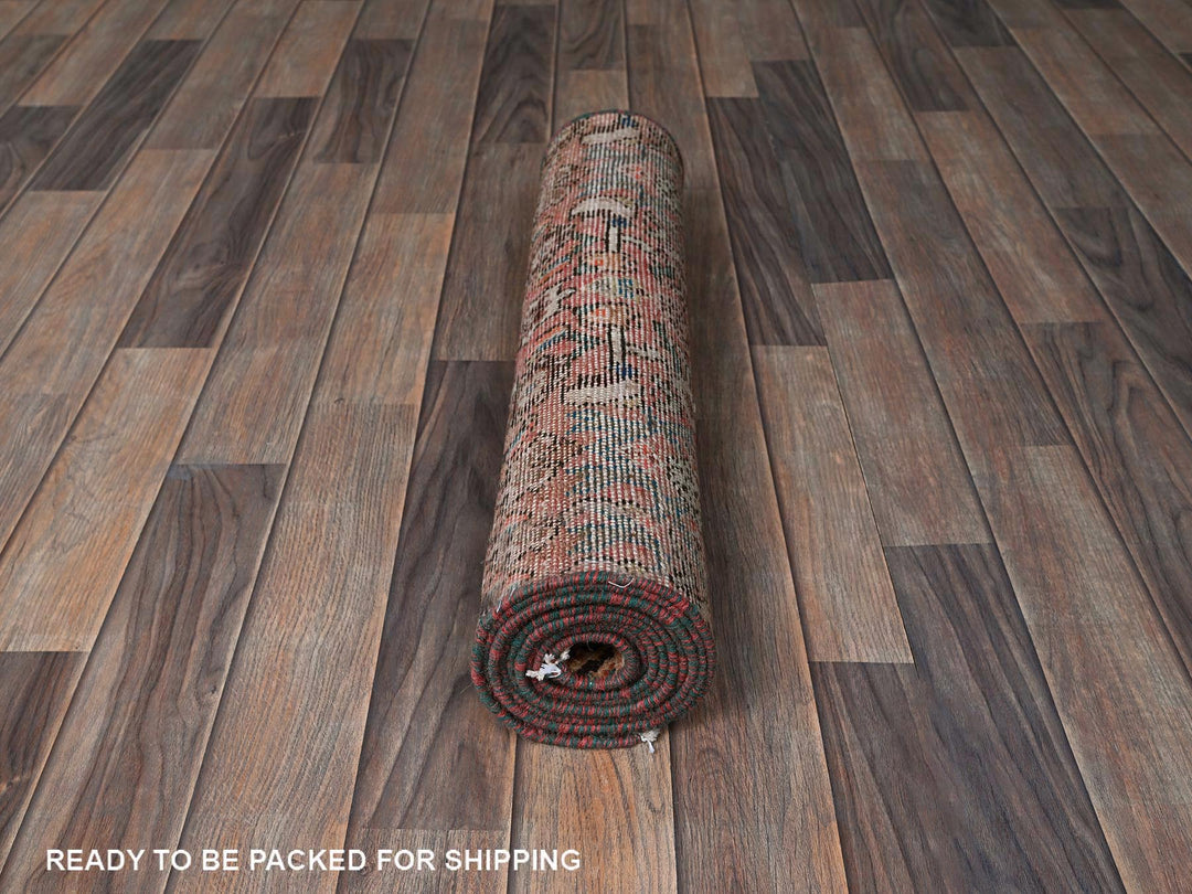 2'3" x 9'2" Vintage Hand Knotted Pink Wool Runner Oriental Rug - MOA102843