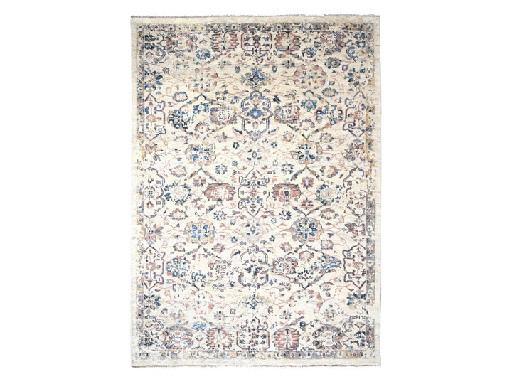 8'10" x 11'10" New Hand Knotted Ivory Wool Rectangle Oriental Rug - MOA10284400
