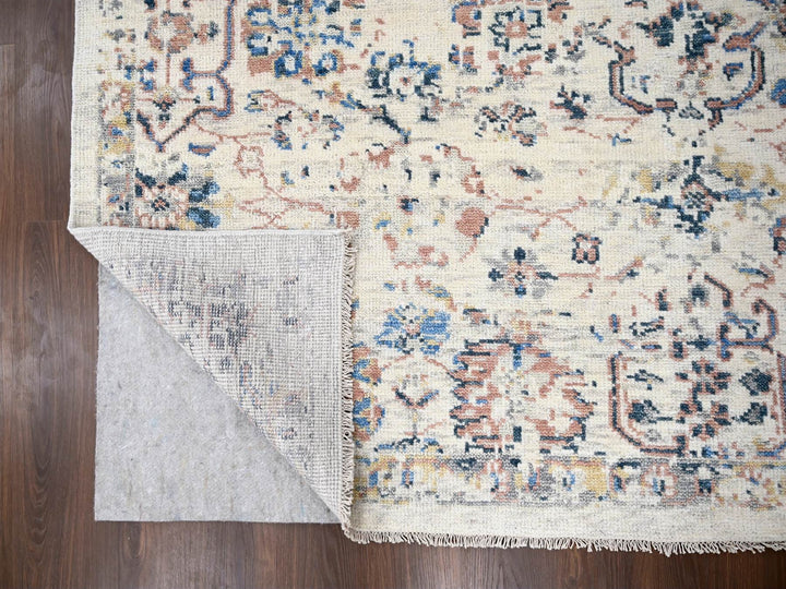 8'10" x 11'10" New Hand Knotted Ivory Wool Rectangle Oriental Rug - MOA10284400
