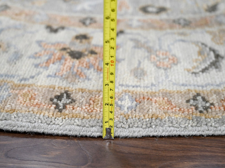 7'10" x 8'0" New Hand Knotted Grey Wool Round Oriental Rug - MOA10284403