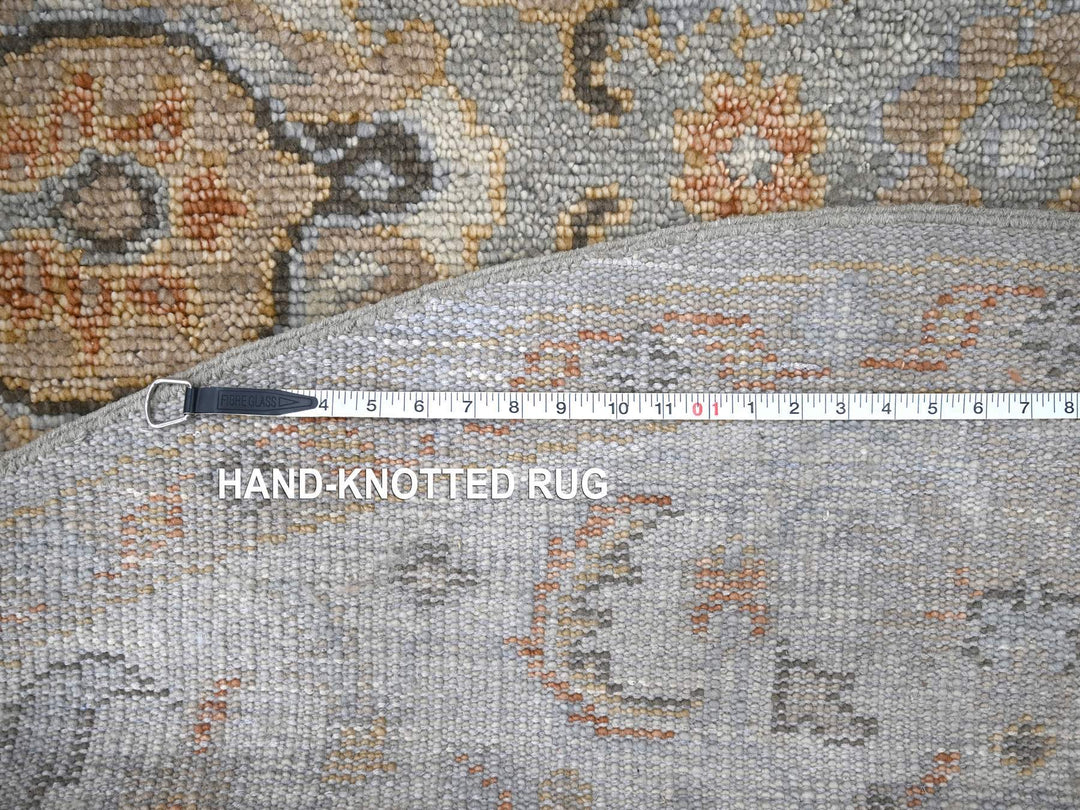 7'10" x 8'0" New Hand Knotted Grey Wool Round Oriental Rug - MOA10284403