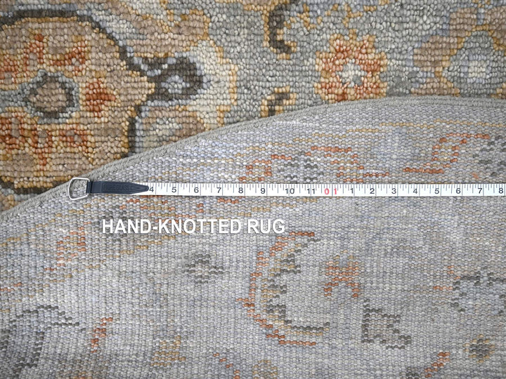 7'10" x 8'0" New Hand Knotted Grey Wool Round Oriental Rug - MOA10284403