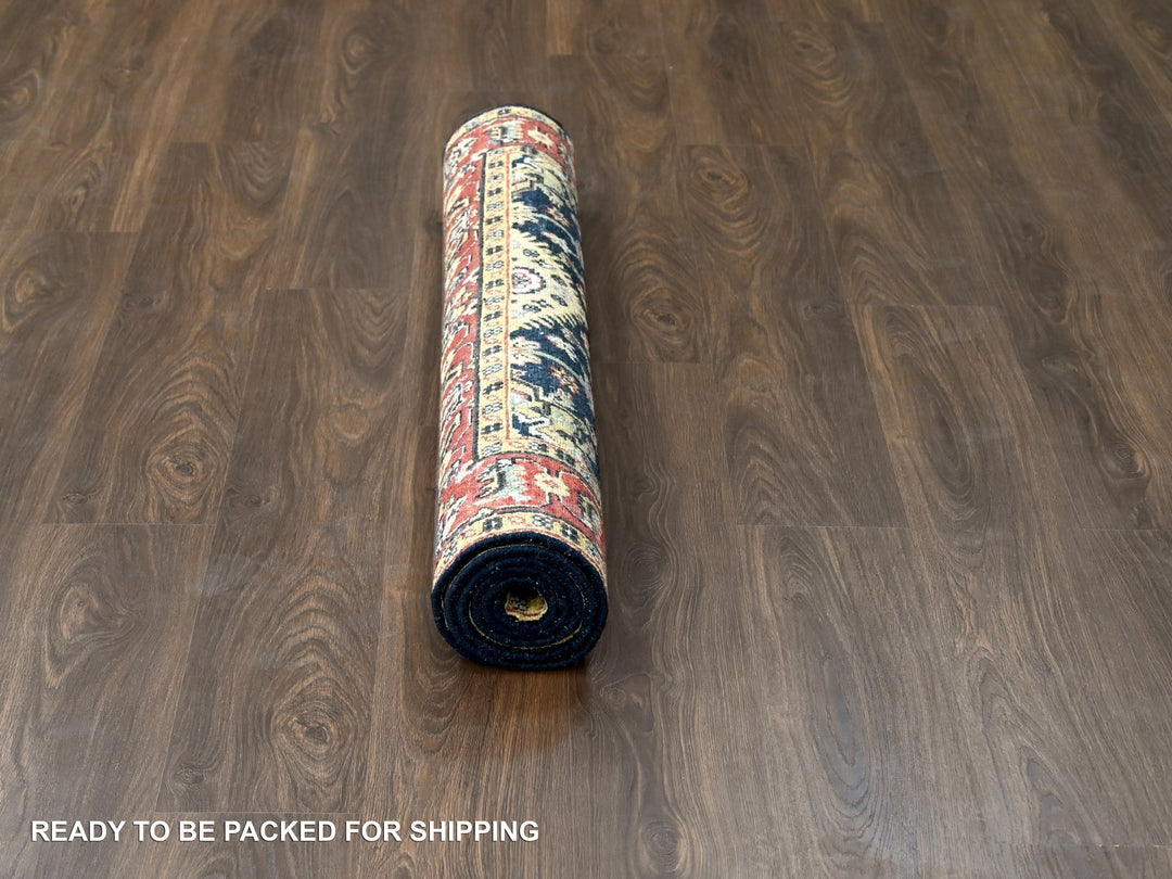 4'2" x 6'0" New Hand Knotted Black Wool Rectangle Oriental Rug - MOA10284404