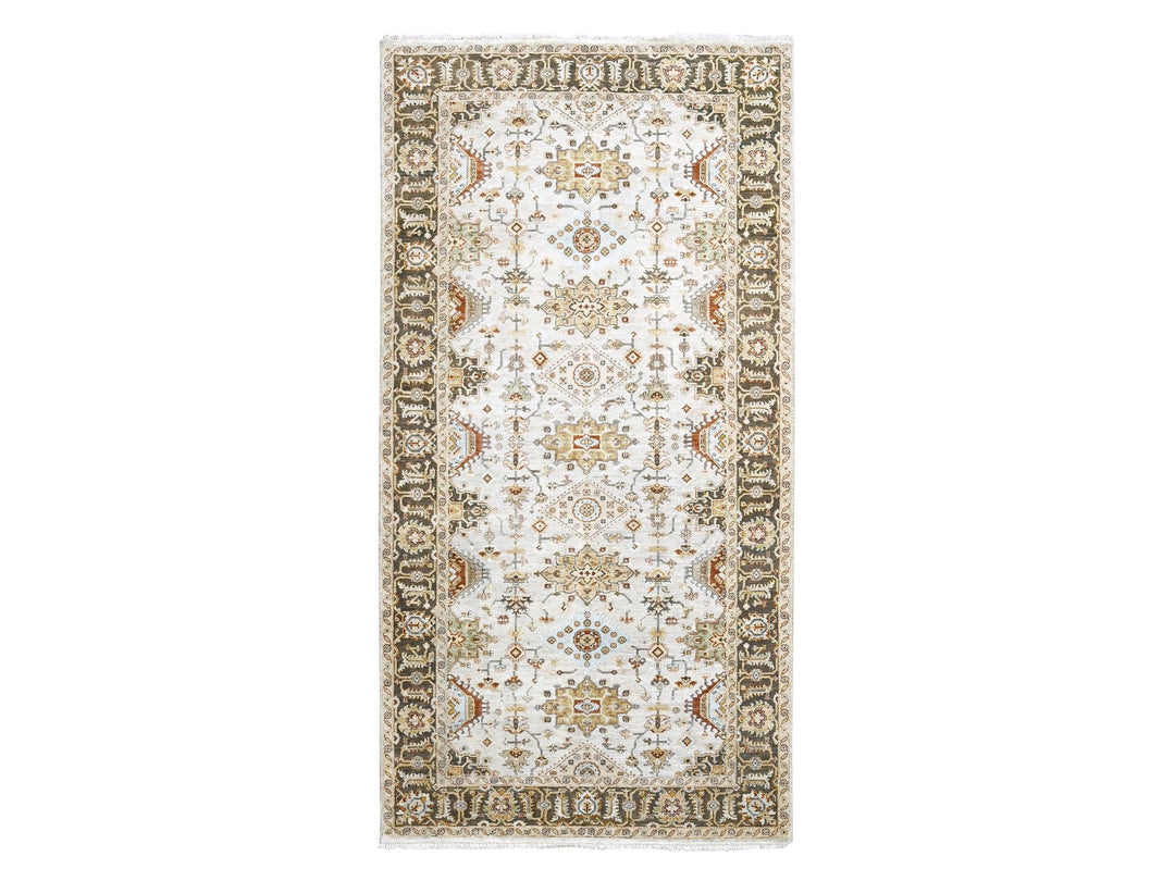 6'1" x 11'10" New Hand Knotted Ivory Wool Runner Oriental Rug - MOA10284409